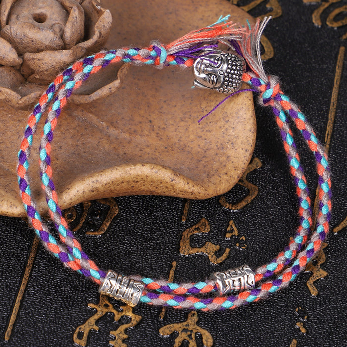 Wholesale Tibetan Buddha head bracelet hand rubbing text play line hand rope hand weaving Buddha bracelet MOQ≥3 JDC-BT-QiuX020