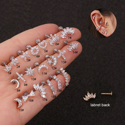 Jewelry WholesaleWholesale Crown stainless steel flat-bottom pierced stud earrings MOQ≥2 JDC-ES-Henst009 Piercings 亨森 %variant_option1% %variant_option2% %variant_option3%  Factory Price JoyasDeChina Joyas De China