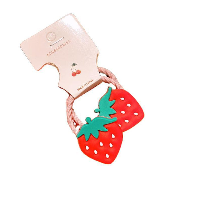 Wholesale Kids Resin Cartoon Strawberry Rainbow Hair Scrunchies JDC-HS-XiY013