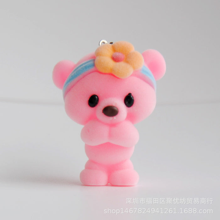 Keychains al por mayor para mochilas que flocan con llavero Bear MOQ≥2 JDC-KC-JYF007