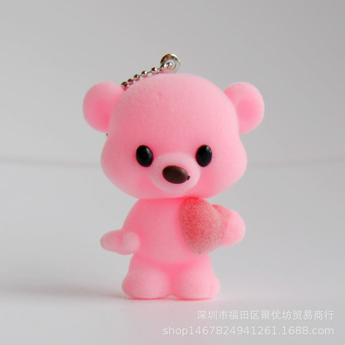 Keychains al por mayor para mochilas que flocan con llavero Bear MOQ≥2 JDC-KC-JYF007