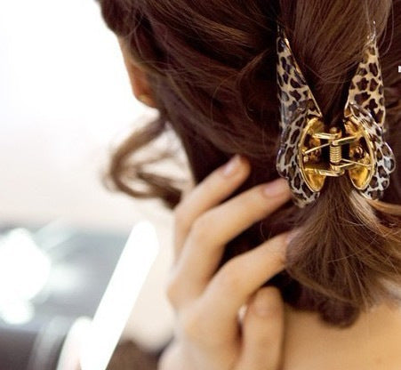 Wholesale Leopard Print Grab Clip Hair Clip Acrylic Butterfly Clip JDC-HC-D106