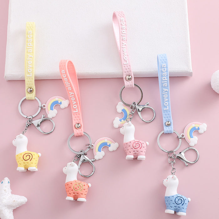 Jewelry WholesaleWholesale Rainbow Alpaca Ball Cartoon Keychain JDC-KC-MSi005 Keychains 妙思 %variant_option1% %variant_option2% %variant_option3%  Factory Price JoyasDeChina Joyas De China