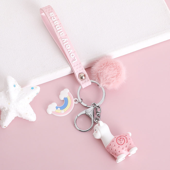 Jewelry WholesaleWholesale Rainbow Alpaca Ball Cartoon Keychain JDC-KC-MSi005 Keychains 妙思 %variant_option1% %variant_option2% %variant_option3%  Factory Price JoyasDeChina Joyas De China