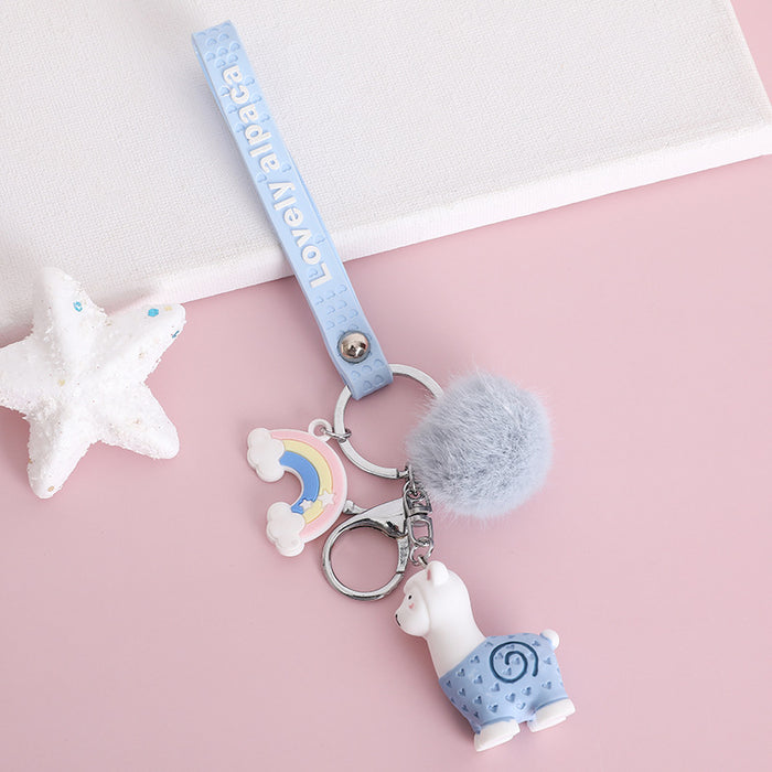 Jewelry WholesaleWholesale Rainbow Alpaca Ball Cartoon Keychain JDC-KC-MSi005 Keychains 妙思 %variant_option1% %variant_option2% %variant_option3%  Factory Price JoyasDeChina Joyas De China