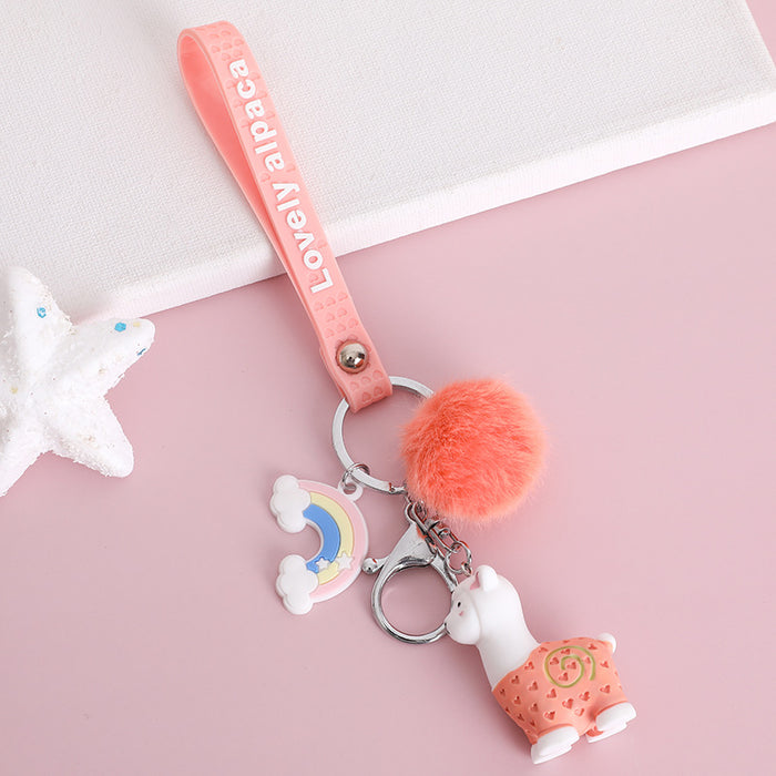 Jewelry WholesaleWholesale Rainbow Alpaca Ball Cartoon Keychain JDC-KC-MSi005 Keychains 妙思 %variant_option1% %variant_option2% %variant_option3%  Factory Price JoyasDeChina Joyas De China