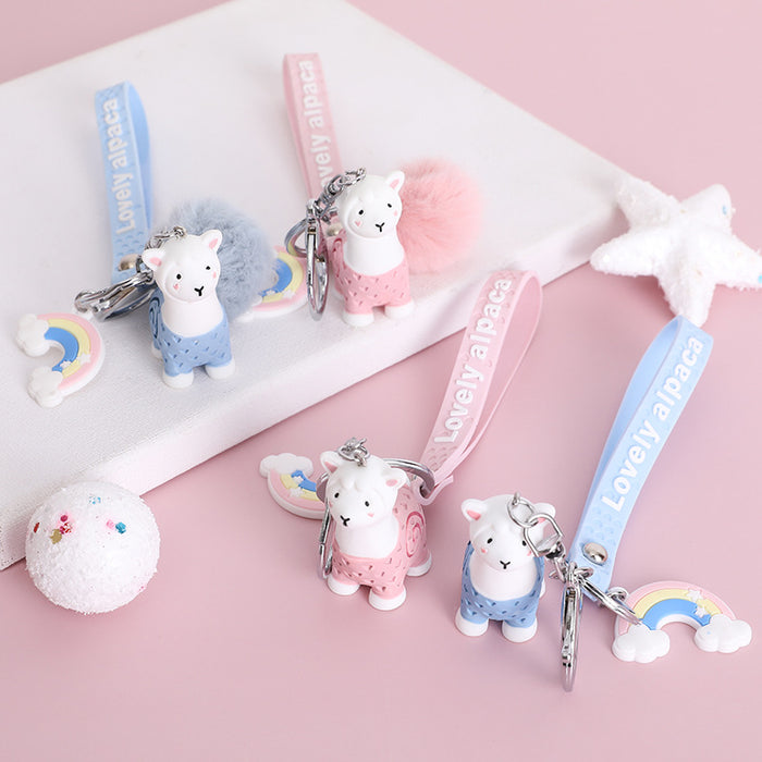 Jewelry WholesaleWholesale Rainbow Alpaca Ball Cartoon Keychain JDC-KC-MSi005 Keychains 妙思 %variant_option1% %variant_option2% %variant_option3%  Factory Price JoyasDeChina Joyas De China