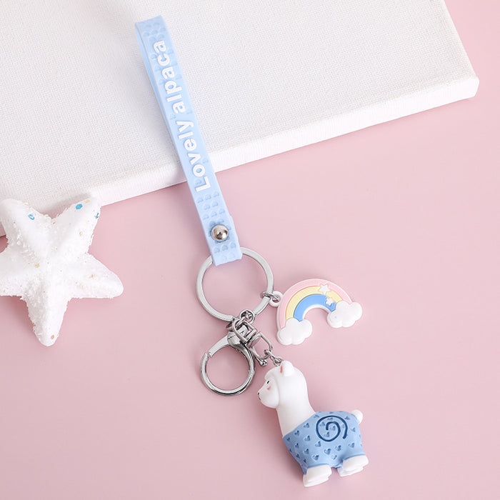 Jewelry WholesaleWholesale Rainbow Alpaca Ball Cartoon Keychain JDC-KC-MSi005 Keychains 妙思 %variant_option1% %variant_option2% %variant_option3%  Factory Price JoyasDeChina Joyas De China