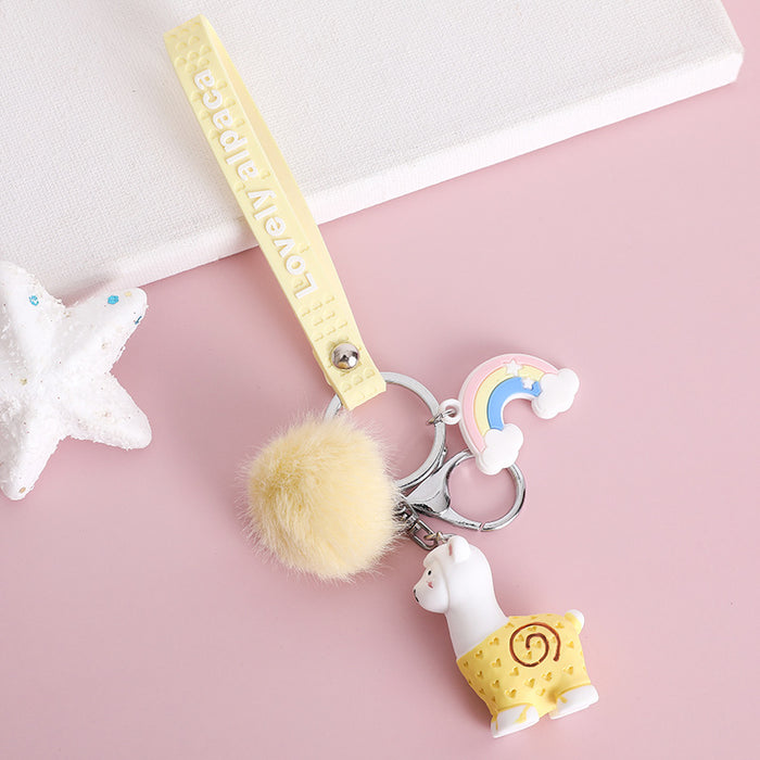 Jewelry WholesaleWholesale Rainbow Alpaca Ball Cartoon Keychain JDC-KC-MSi005 Keychains 妙思 %variant_option1% %variant_option2% %variant_option3%  Factory Price JoyasDeChina Joyas De China