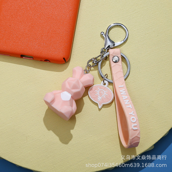 Wholesale net celebrity cut face geometric resin doll dinosaur cute panda keychain pendant MOQ≥3 JDC-KC-WYan009