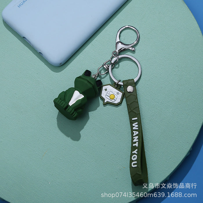 Wholesale net celebrity cut face geometric resin doll dinosaur cute panda keychain pendant MOQ≥3 JDC-KC-WYan009