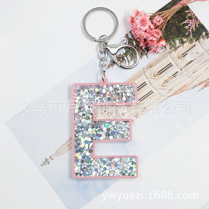 Wholesale Acrylic Sequin Alphabet Keychain MOQ≥3 JDC-KC-YueZ001