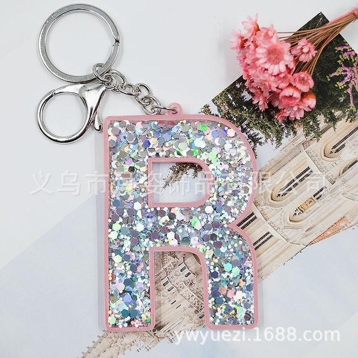 Wholesale Acrylic Sequin Alphabet Keychain MOQ≥3 JDC-KC-YueZ001