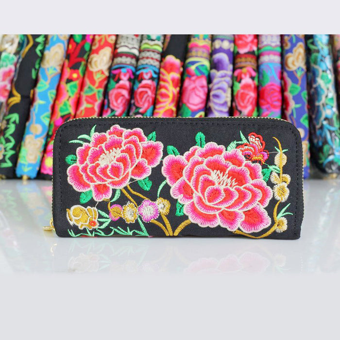 Wholesale Wallet Ethnic Embroidery Cotton Satin  MOQ≥3 JDC-WT-Yunm002