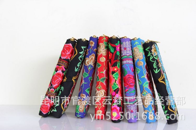 Wholesale Wallet Ethnic Embroidery Cotton Satin  MOQ≥3 JDC-WT-Yunm002