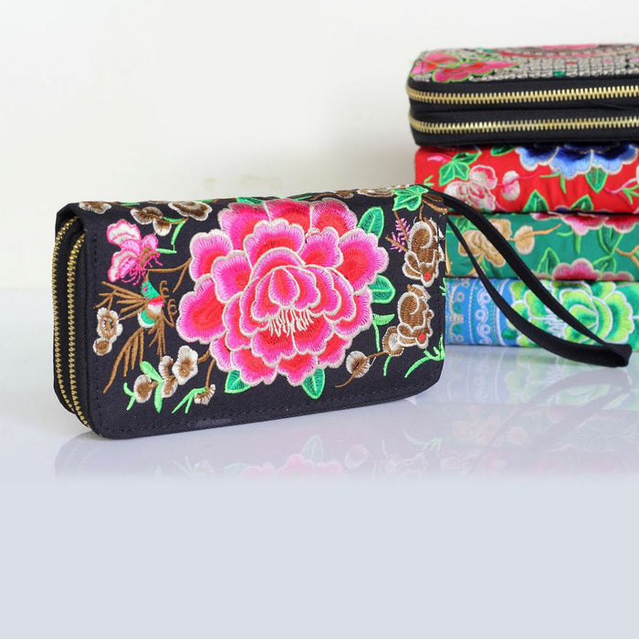 Wholesale Wallet Ethnic Embroidery Cotton Satin MOQ≥3 JDC-WT-Yunm003