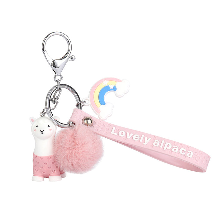 Jewelry WholesaleWholesale Rainbow Alpaca Ball Cartoon Keychain JDC-KC-MSi005 Keychains 妙思 %variant_option1% %variant_option2% %variant_option3%  Factory Price JoyasDeChina Joyas De China