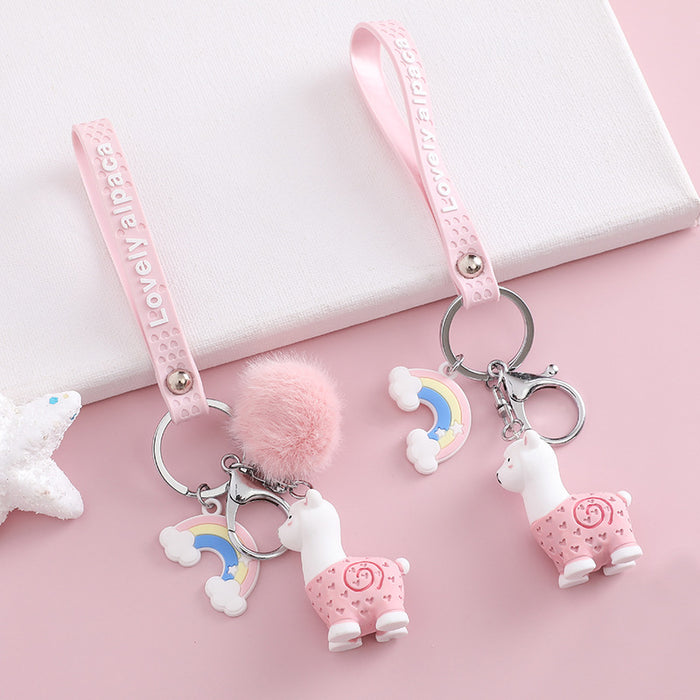 Jewelry WholesaleWholesale Rainbow Alpaca Ball Cartoon Keychain JDC-KC-MSi005 Keychains 妙思 %variant_option1% %variant_option2% %variant_option3%  Factory Price JoyasDeChina Joyas De China