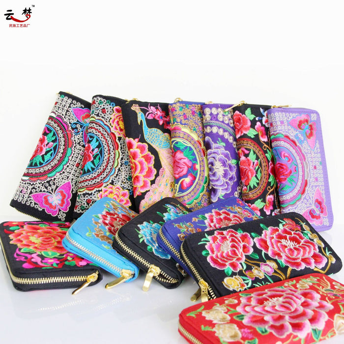 Wholesale Wallet Ethnic Embroidery Cotton Satin  MOQ≥3 JDC-WT-Yunm002