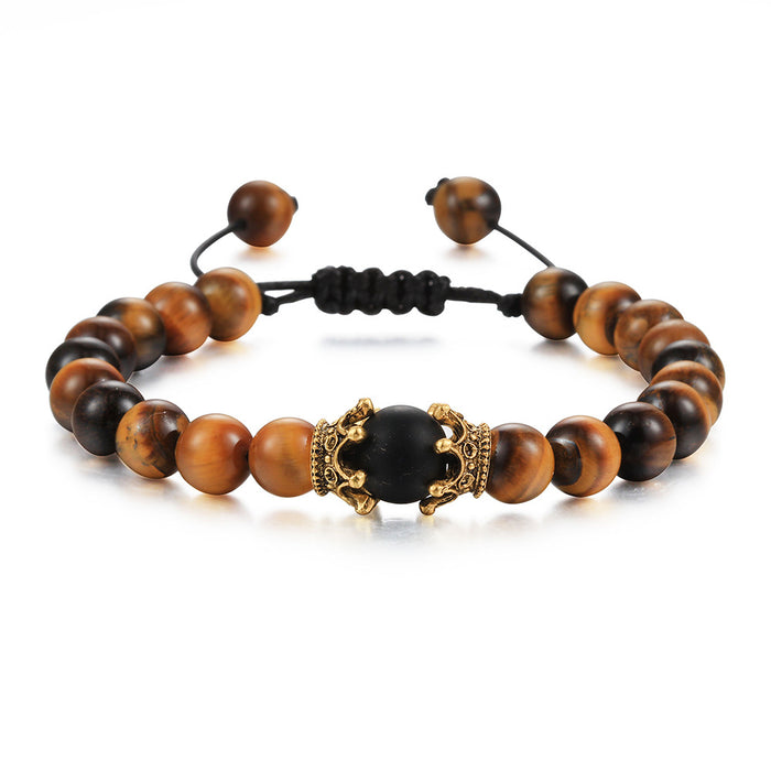 Jewelry WholesaleWholesale Tiger Eye Stone Crown Natural Stone Beaded Bracelet JDC-BT-JiuJ019 Bracelet 九江 %variant_option1% %variant_option2% %variant_option3%  Factory Price JoyasDeChina Joyas De China