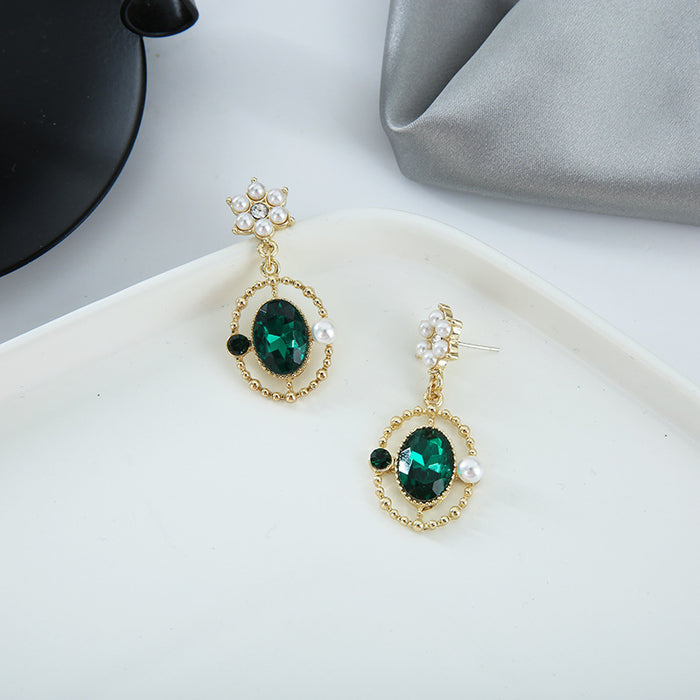 Wholesale Earrings Alloy Vintage Crystal Pearl Flowers JDC-ES-MMiao001