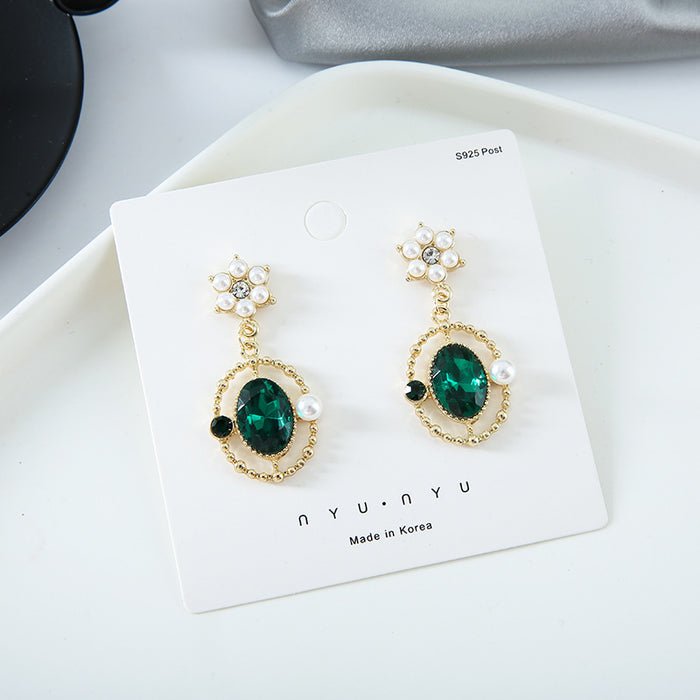 Wholesale Earrings Alloy Vintage Crystal Pearl Flowers JDC-ES-MMiao001