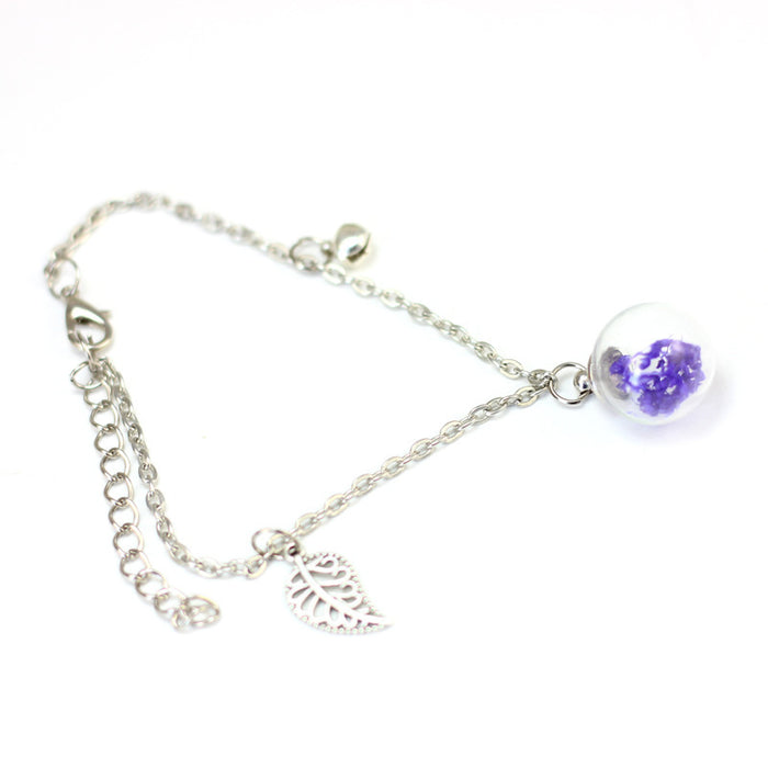 Jewelry WholesaleWholesale dried flower glass ball bell anklet JDC-AS-Yt005 Anklet 广添源 %variant_option1% %variant_option2% %variant_option3%  Factory Price JoyasDeChina Joyas De China