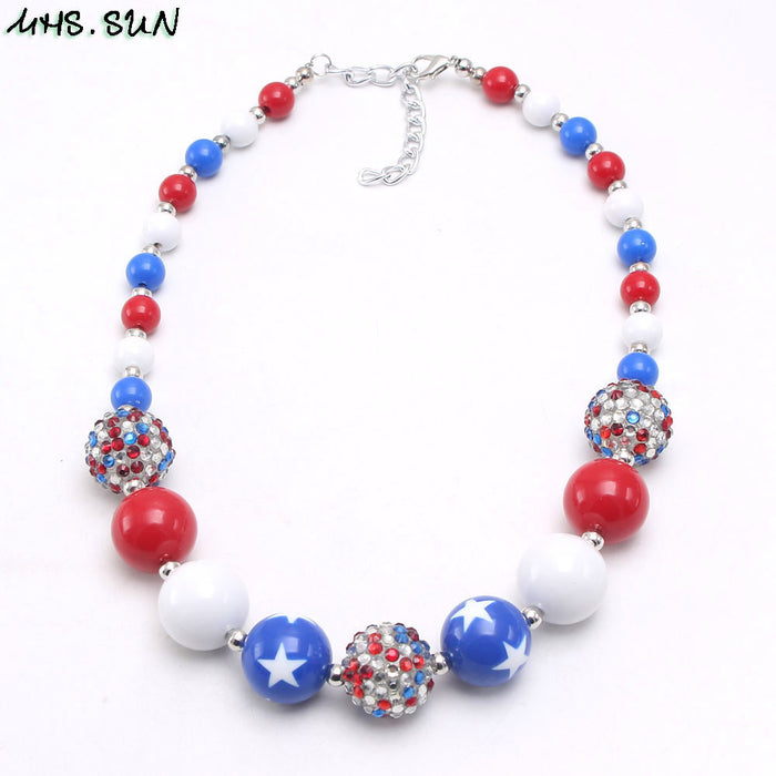 Wholesale 4th of July Independence Day American National Day Children's Beading Necklace JDC-NE-nijia006