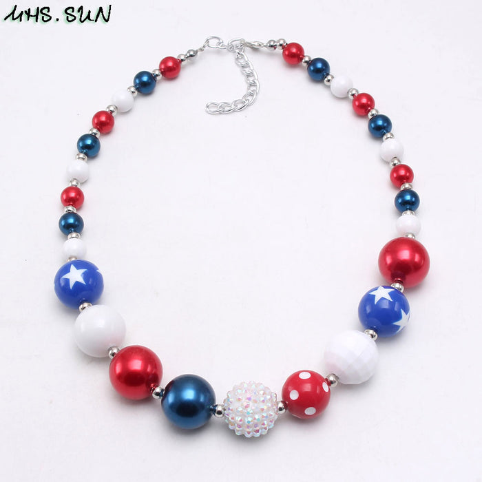 Wholesale 4th of July Independence Day American National Day Children's Beading Necklace JDC-NE-nijia006