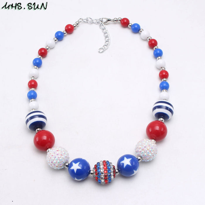 Wholesale 4th of July Independence Day American National Day Children's Beading Necklace JDC-NE-nijia006