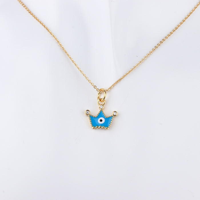 Wholesale Necklace Copper Crown Devil's Eye MOQ≥2 JDC-NE-ZIYN012