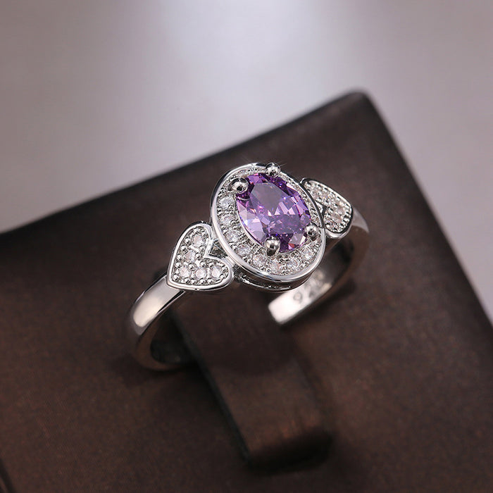 Wholesale Ring Copper Zircon Vintage Purple MOQ≥2 JDC-PREMCAOS-RS-020