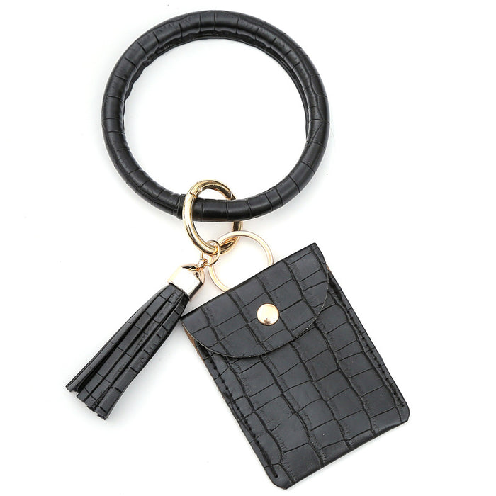 Wholesale Wristlet Keychain PU Tassel Bracelet Pendant JDC-KC-HHeng001