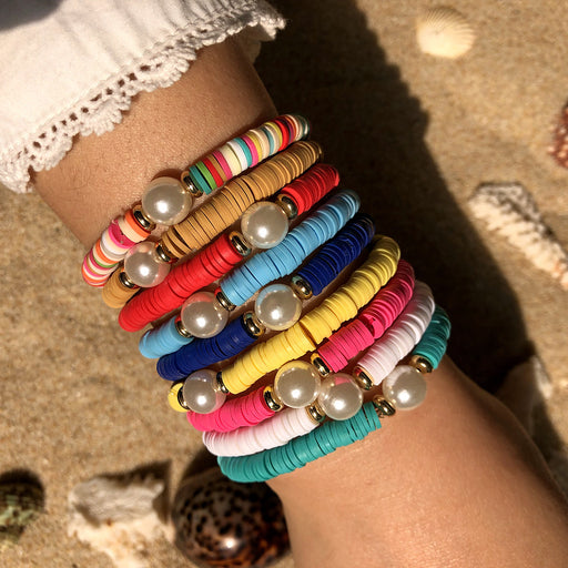 Jewelry WholesaleWholesale Stretch Stretch Pearl Bracelet Colorful Soft Pottery Ethnic Style JDC-BT-YF011 Bracelet 友菲 %variant_option1% %variant_option2% %variant_option3%  Factory Price JoyasDeChina Joyas De China