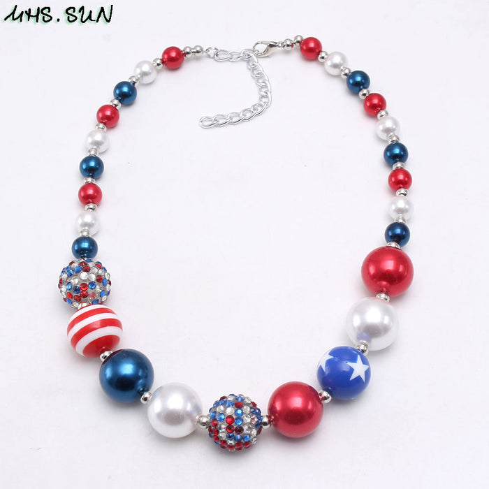 Wholesale 4th of July Independence Day American National Day Children's Beading Necklace JDC-NE-nijia006