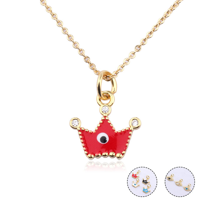 Wholesale Necklace Copper Crown Devil's Eye MOQ≥2 JDC-NE-ZIYN012