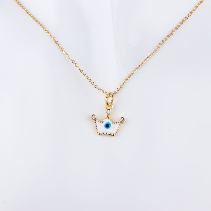 Wholesale Necklace Copper Crown Devil's Eye MOQ≥2 JDC-NE-ZIYN012