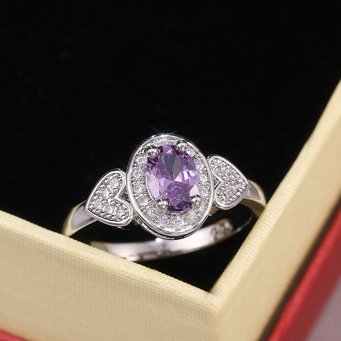 Wholesale Ring Copper Zircon Vintage Purple MOQ≥2 JDC-PREMCAOS-RS-020