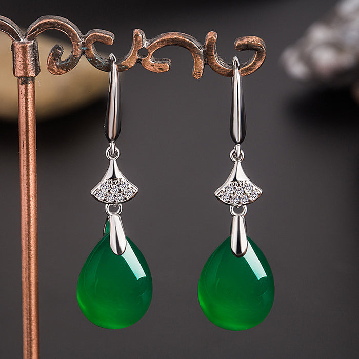 Wholesale Drop Shape Green Onyx Copper Earrings JDC-ES-Gaos006