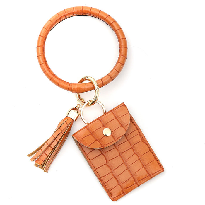 Wholesale Wristlet Keychain PU Tassel Bracelet Pendant JDC-KC-HHeng001