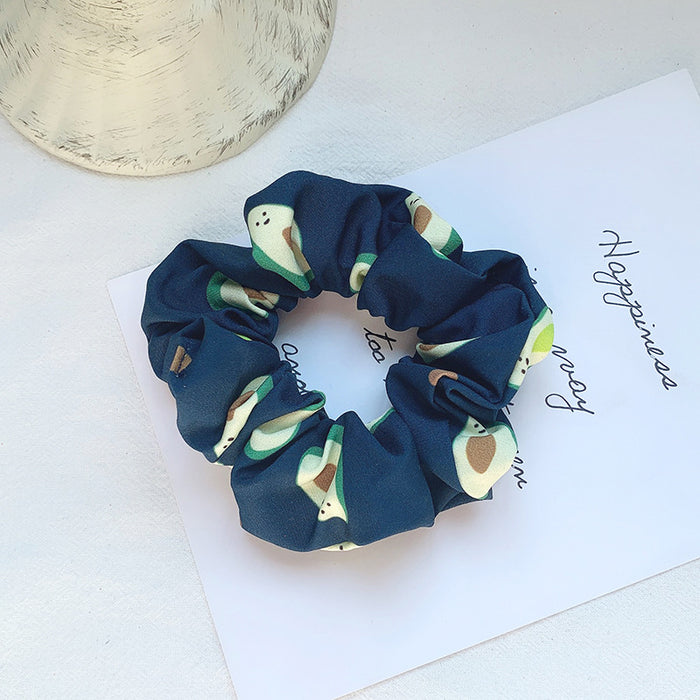 Jewelry WholesaleWholesale satin rubber band avocado printing hair bands JDC-HS-H423 Hair Scrunchies 妙德 %variant_option1% %variant_option2% %variant_option3%  Factory Price JoyasDeChina Joyas De China