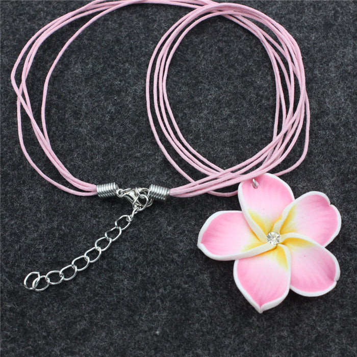 Wholesale Soft Pottery Flower Necklace Earrings Two Piece Set JDC-NE-Shangd003