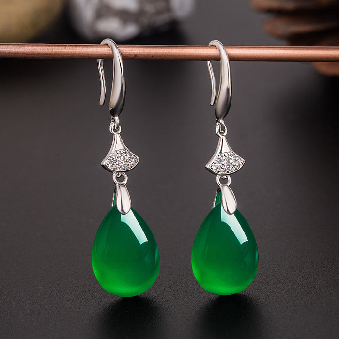 Wholesale Drop Shape Green Onyx Copper Earrings JDC-ES-Gaos006