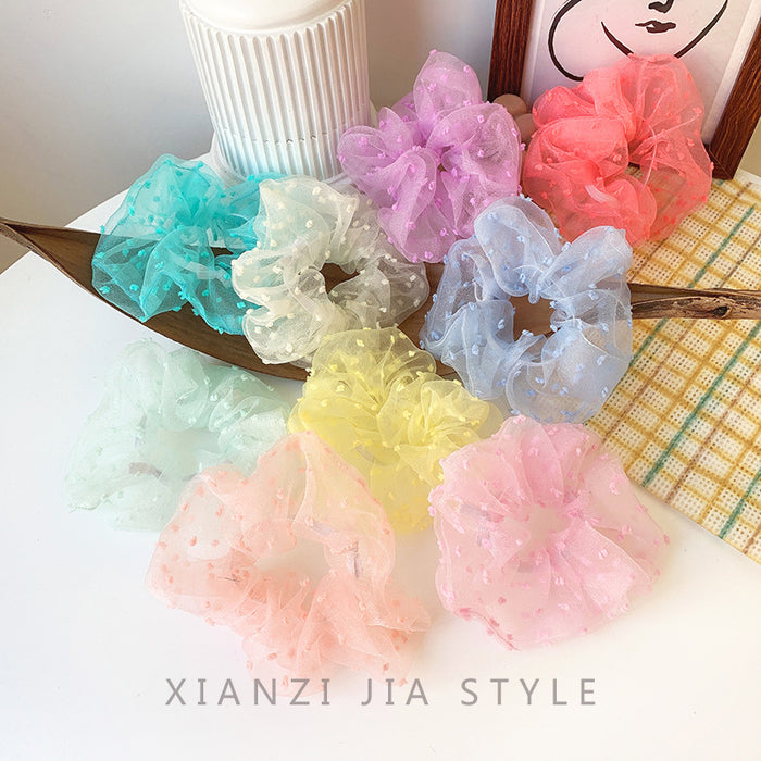 Wholesale fresh girl's cream solid color snowflake hair rope hair ring JDC-HS-tengZ002