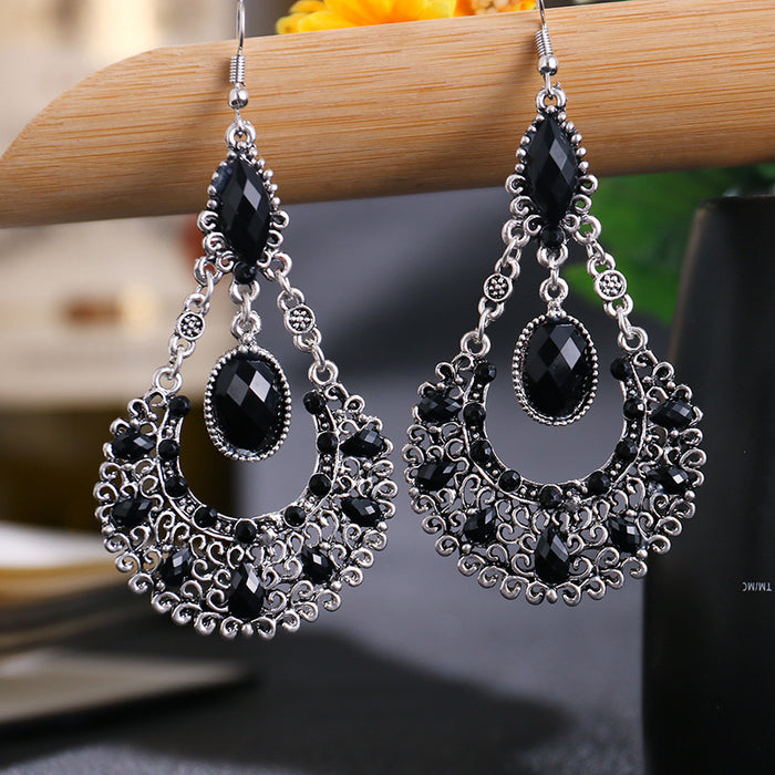 Jewelry WholesaleWholesale Teardrop Scalloped Rhinestone Alloy Metal Earrings JDC-ES-Daiq018 Earrings 黛茜 %variant_option1% %variant_option2% %variant_option3%  Factory Price JoyasDeChina Joyas De China