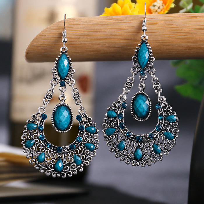 Jewelry WholesaleWholesale Teardrop Scalloped Rhinestone Alloy Metal Earrings JDC-ES-Daiq018 Earrings 黛茜 %variant_option1% %variant_option2% %variant_option3%  Factory Price JoyasDeChina Joyas De China