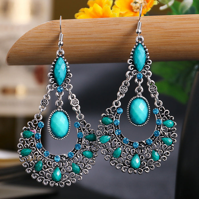 Jewelry WholesaleWholesale Teardrop Scalloped Rhinestone Alloy Metal Earrings JDC-ES-Daiq018 Earrings 黛茜 %variant_option1% %variant_option2% %variant_option3%  Factory Price JoyasDeChina Joyas De China