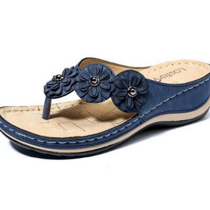 Jewelry WholesaleWholesale Summer New Large Size Handmade Vintage Flower Flat Wedge Sandals JDC-SD-SanC002 Sandal 叁纯 %variant_option1% %variant_option2% %variant_option3%  Factory Price JoyasDeChina Joyas De China