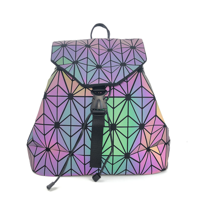 Wholesale Backpack PU Luminous Symphony Geometric Rhombus Large Capacity MOQ≥2 JDC-BP-Buluo003