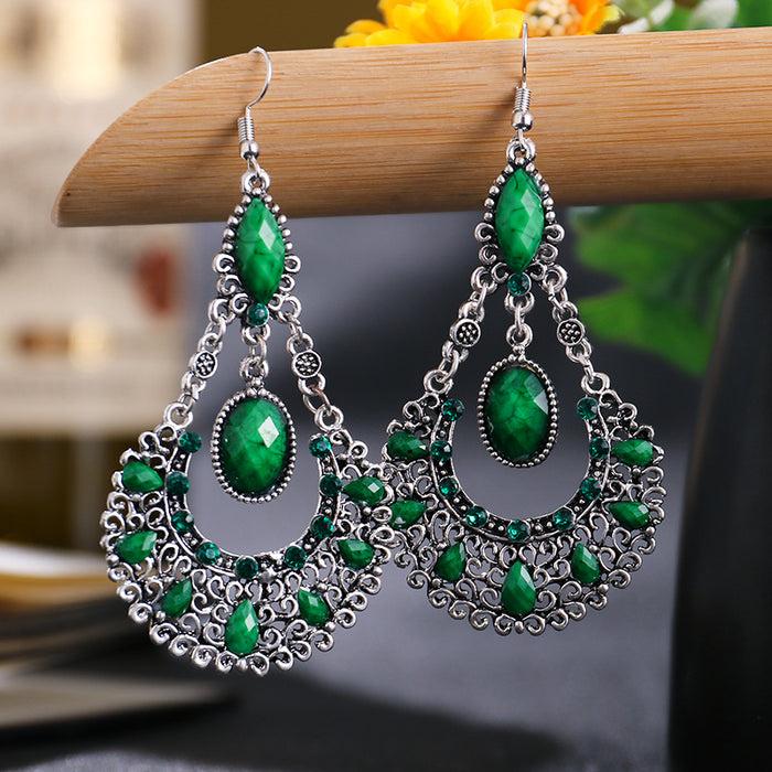 Jewelry WholesaleWholesale Teardrop Scalloped Rhinestone Alloy Metal Earrings JDC-ES-Daiq018 Earrings 黛茜 %variant_option1% %variant_option2% %variant_option3%  Factory Price JoyasDeChina Joyas De China